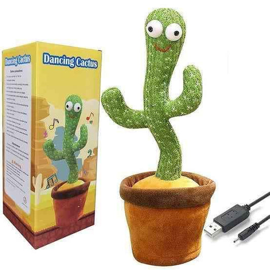 Rechargeable Dancing Cactus Toy with Songs Plush Funny Electronic Singing Dancing Cactus Shaking Cactus Lightning, Wriggle Twisting Cactus Cute Plush Toy Education Toy for Children Playing Birthday Gift and Home Decoration Kids Toy